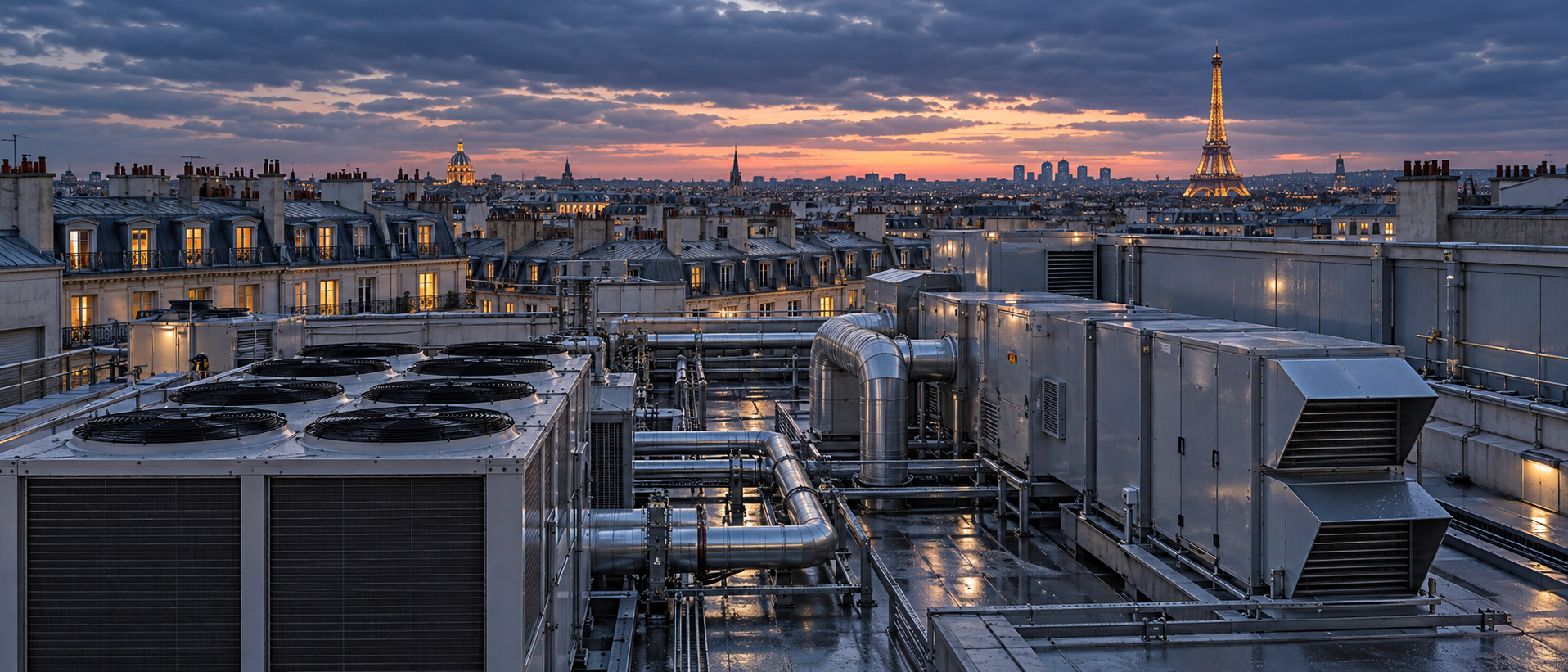 Toiture avec installations de génie climatique